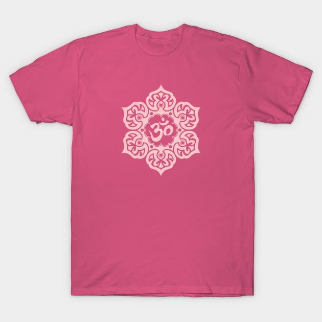 Pink Lotus Flower Yoga Om T-Shirt by jeffbartels